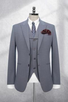 Bộ Suit Xám Denim Kẻ Sọc Ẩn Modern Fit TGS397